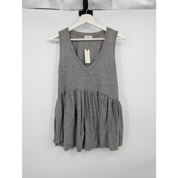 NWT Anthropologie t.la Tiered Tank Top Women's XS Gray Vacation Beachy Coastal - Picture 1 of 6